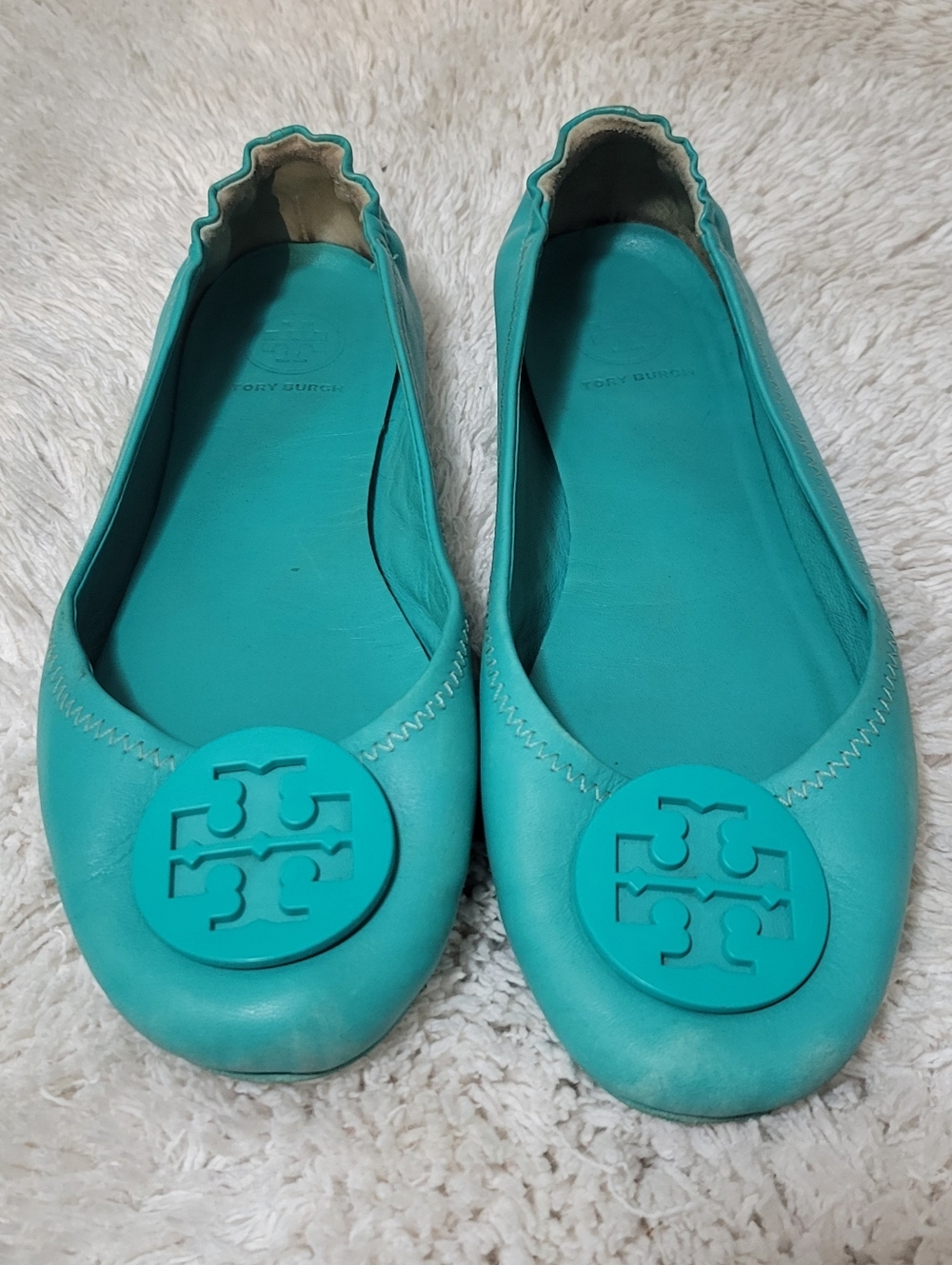 Tory Burch Turquoise Logo Ballet Flats - Women's Sz 7